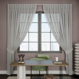Beige Sheer Pleat Curtain Full View In Room