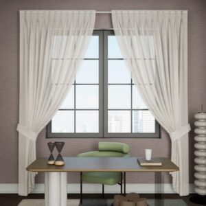 Beige Sheer Pleat Curtain Full Room View