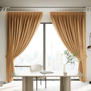 Copper Pinch Pleat Curtain – Full Room View