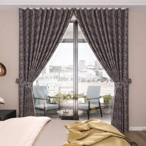 Blue Fabric Ripple Curtain Full View In Room