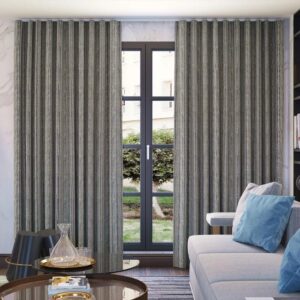 Blue Ripple Fold Curtain Full View In Room