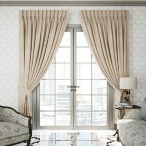Brown Fabric Pleat Curtain Full View