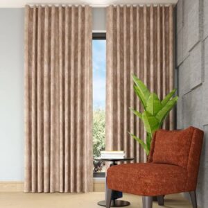 Dark Brown Ripple Fabric Curtain Full Room View
