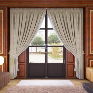 Ivory Fabric Pleat Curtain Full View In Room