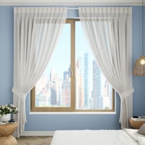 Ivory Pinch Pleat Curtain Full View In Room