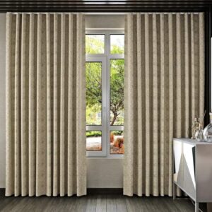 Ivory Ripple Fabric Curtain Full View In Room