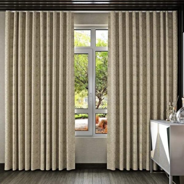 Ivory Ripple Fabric Curtain Full View In Room