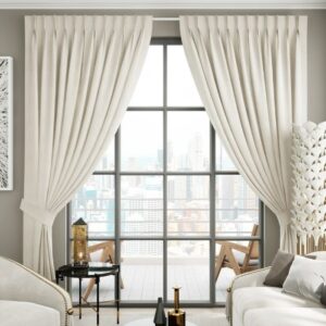 Light Brown Blackout Pleat Curtain Full View