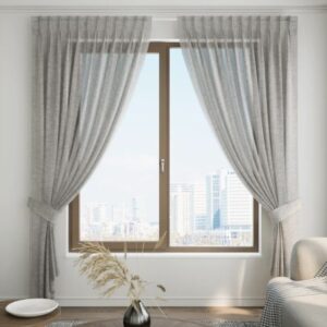 Light Grey Sheer Pleat Curtain Full View