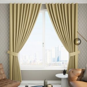 Dark Cream Ripple Curtain Full View