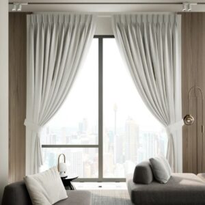 Silver Blackout Pleat Curtain Full View