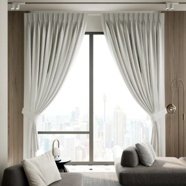 Silver Blackout Pleat Curtain Full View