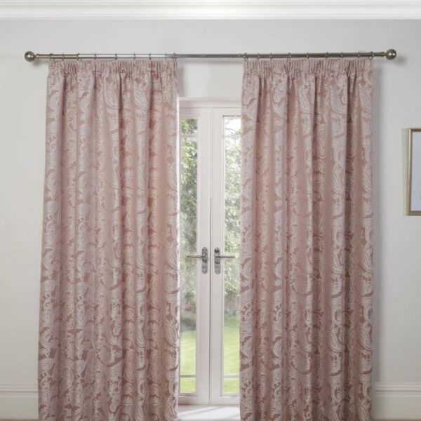 Duchess Blush Pink Pleat Velvet Curtains - Image 2