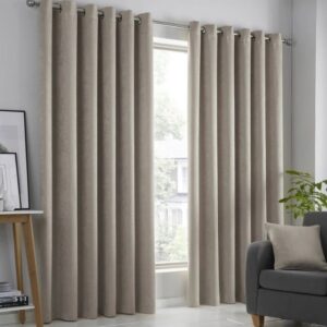 Full View of Strata Natural Eyelet Curtains