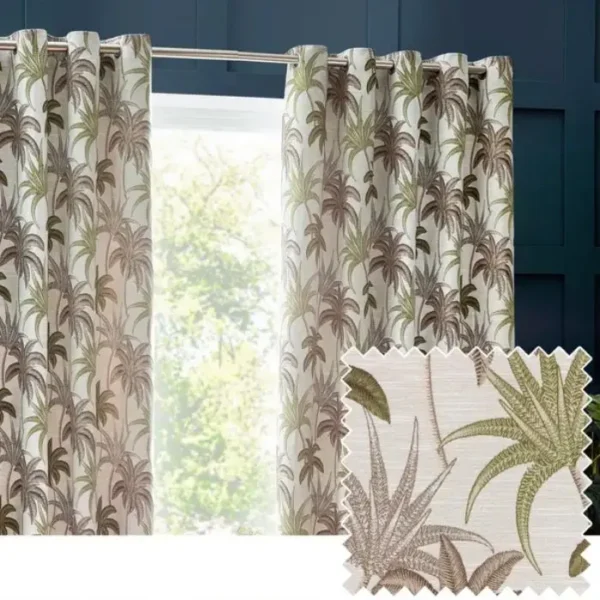 Galapagos Green Eyelet Curtains - Image 3
