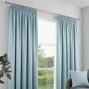 Galaxy Duck Egg Pleat Curtains Front View