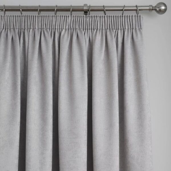 Close-Up of Galaxy Silver Grey Curtain Fabric Texture
