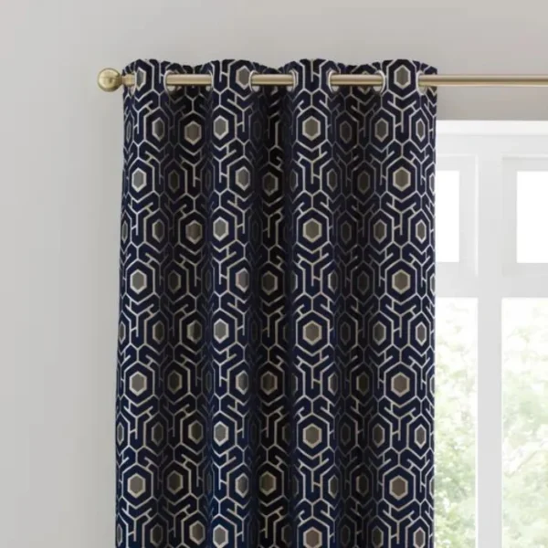 Geo Cut Velvet Eyelet Curtains image 1