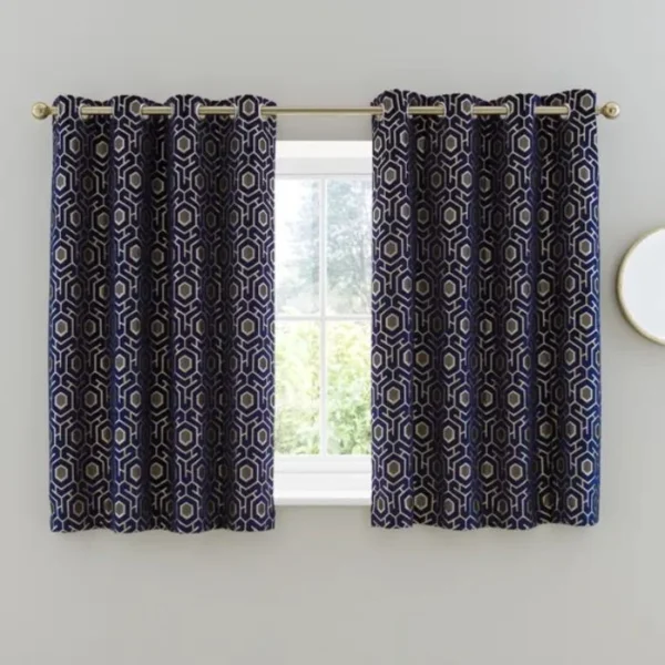 Geo Cut Velvet Eyelet Curtains image 3