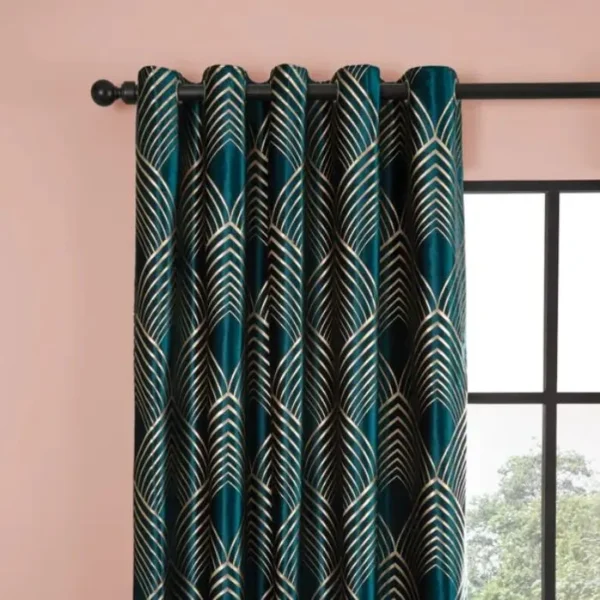 Geo Foil Eyelet Curtains image 1