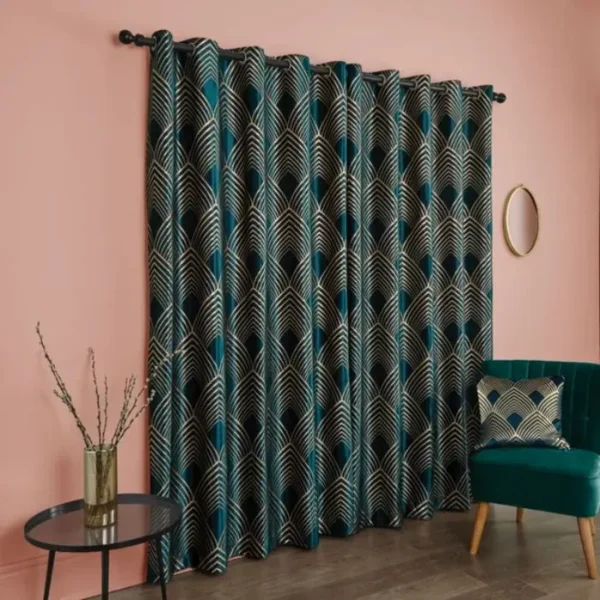Geo Foil Eyelet Curtains image 2