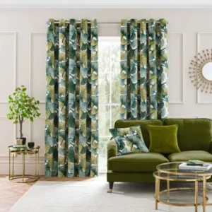 Gingko Cut Velvet Eyelet Curtains