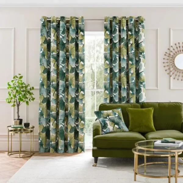 Gingko Cut Velvet Eyelet Curtains