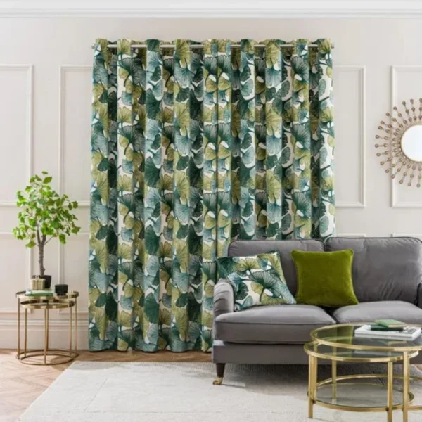 Gingko Cut Velvet Eyelet Curtains image 2