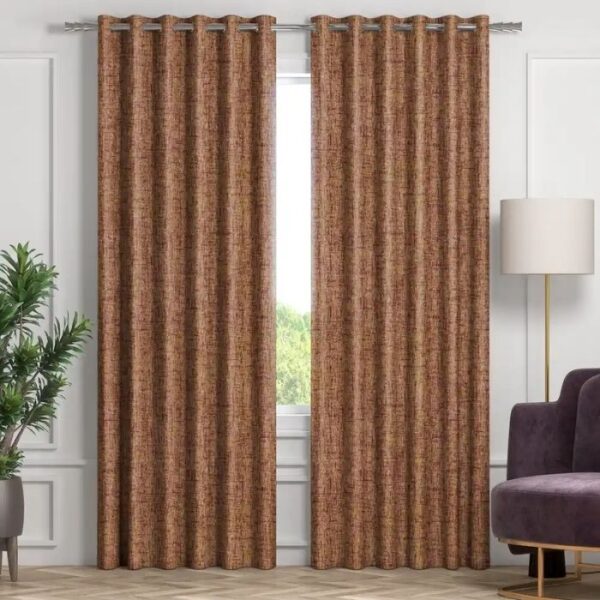 Golden Oak Grommet Curtains In Living Room