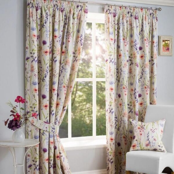 Full-Length Hampshire Meadow Floral Curtains in Bright Room