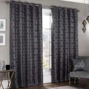 Hartford Charcoal Grey Blackout Eyelet Curtains