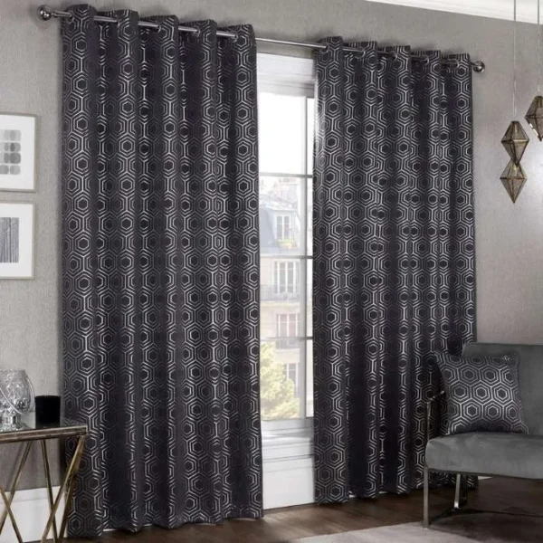 Hartford Charcoal Grey Blackout Eyelet Curtains