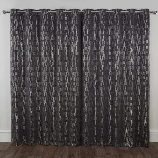 Hartford Charcoal Grey Blackout Eyelet Curtains - Image 3