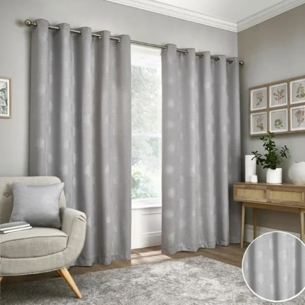 Harvest Silver Grey Eyelet Curtains image 1