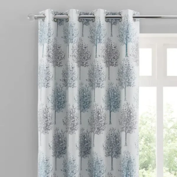 Jacquard Trees Eyelet Curtains image 1