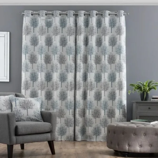 Jacquard Trees Eyelet Curtains image 2