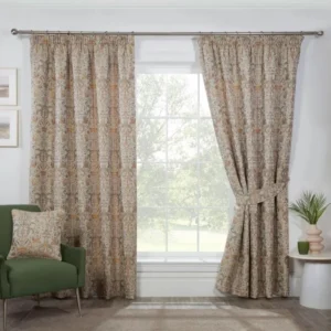 Kyoto Natural Floral Pencil Pleat Curtain