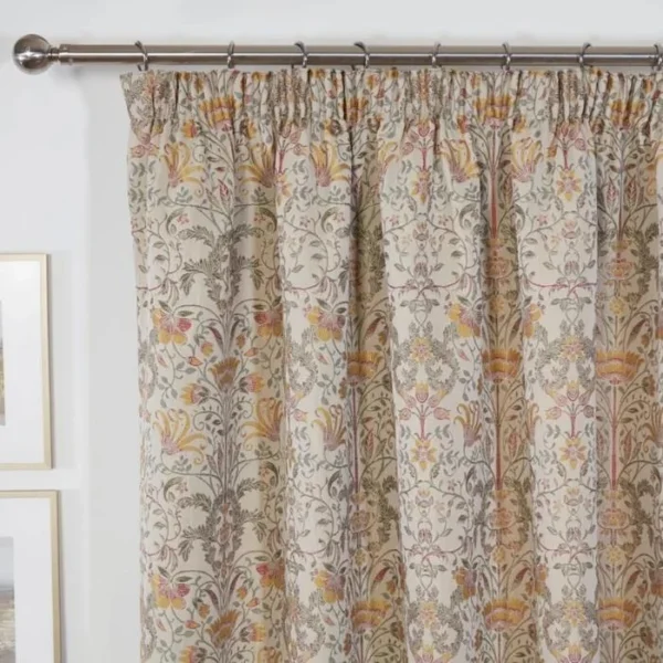 Kyoto Natural Floral Pencil Pleat Curtain image 1