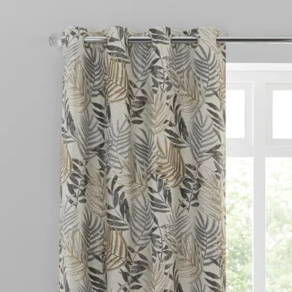 Leaf Jacquard Eyelet Curtains image 1
