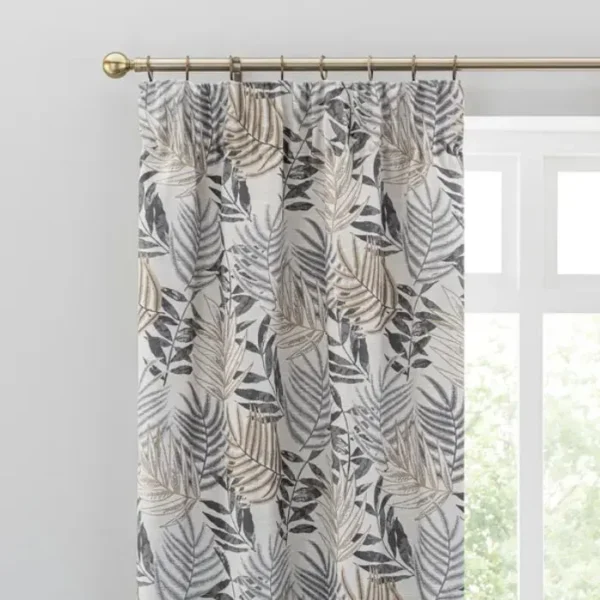 Leaf Jacquard Pencil Pleat Curtains image 1
