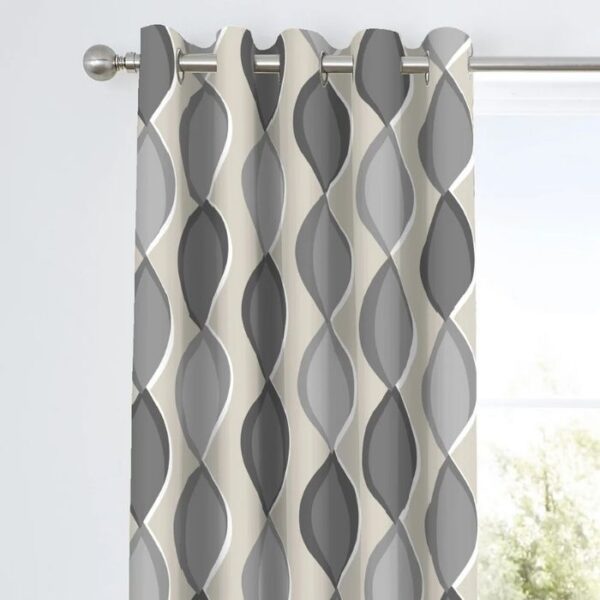 Lennox Grey Eyelet Curtains image 1