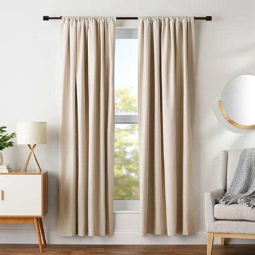 Light beige curtains for a soft, neutral look