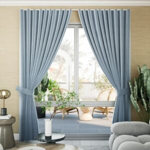Light Blue Fold Curtain Full View