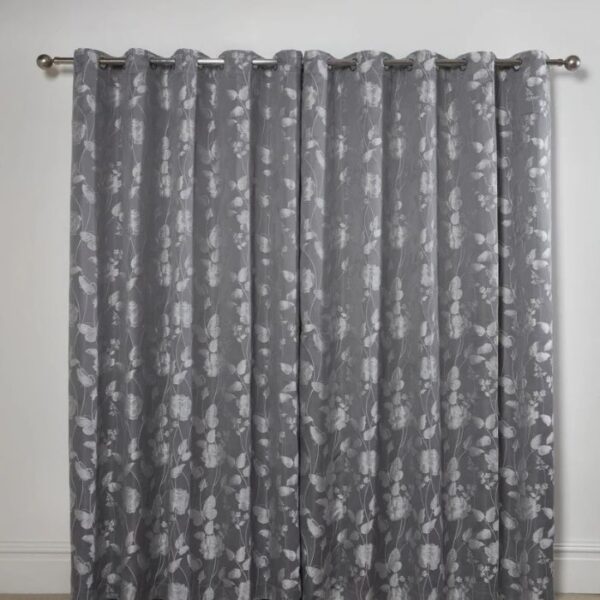 Butterfly Meadow Silver Grey Eyelet Curtains - Image 3