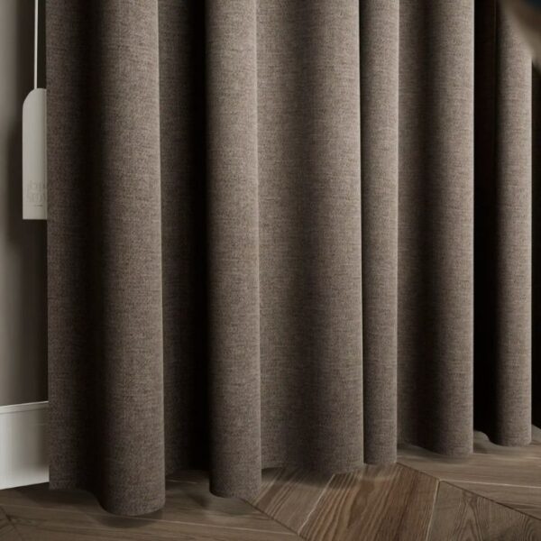Daylight Filtering Through Mocha Pleat Curtains