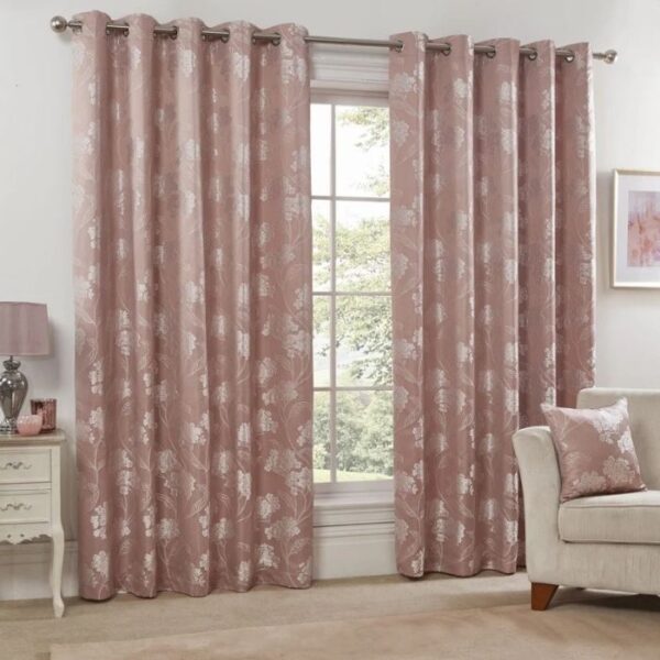 Blossom Blush Pink Eyelet Curtains - Image 2