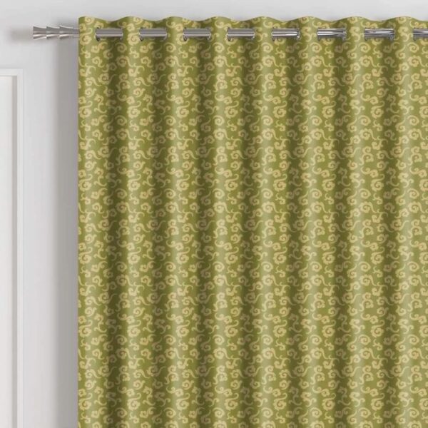 Close-Up Of Light Green Curtain Texture