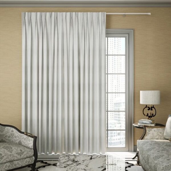 Grey Curtains In Minimalist Interior