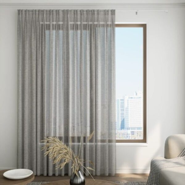 Light Grey Sheer Curtains In Modern Bedroom