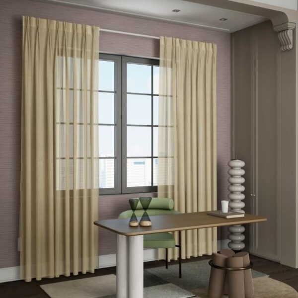 Close-Up Of Cream Sheer Fabric Texture